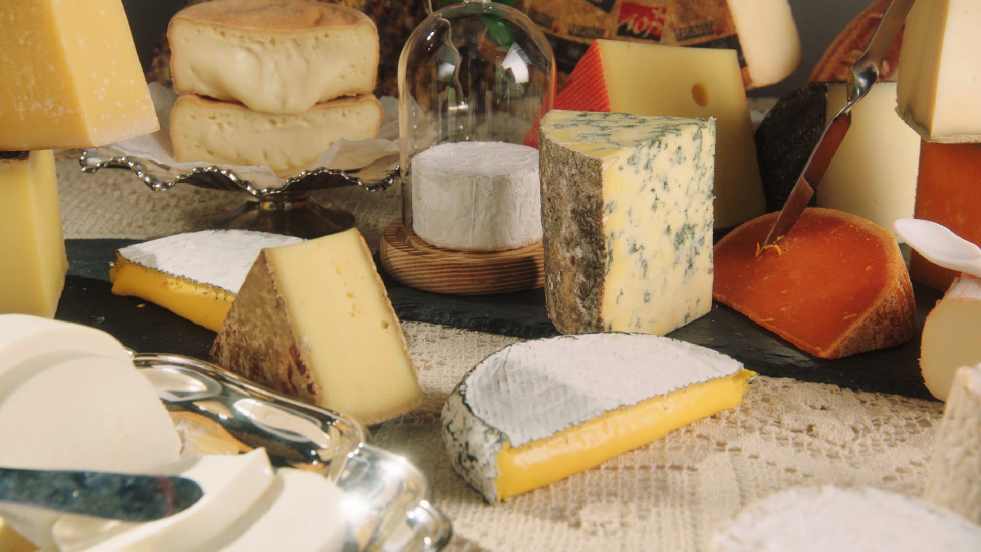 A spread of artisan cheeses